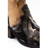 Bottines santiags noires et dorées en cuir - LITTLE LA SUITE Femme