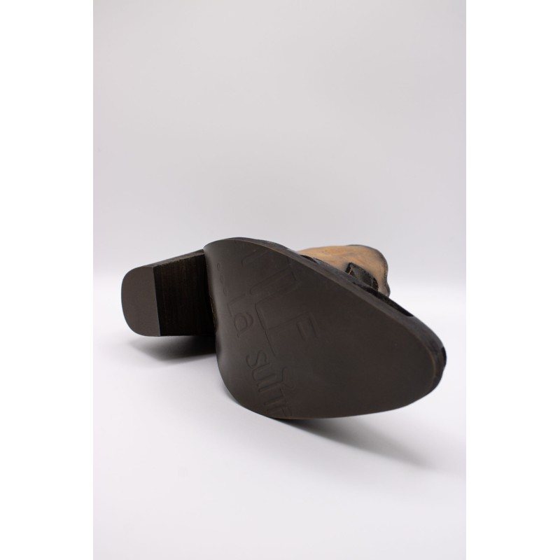 Bottines santiags noires et dorées en cuir - LITTLE LA SUITE Femme