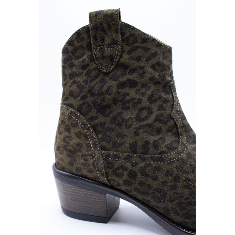 Bottines Santiags Léopard Aliwell BULITT A5931 Femme