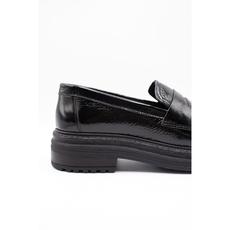 Mocassins We Do 11412/01 cuir verni noir femme