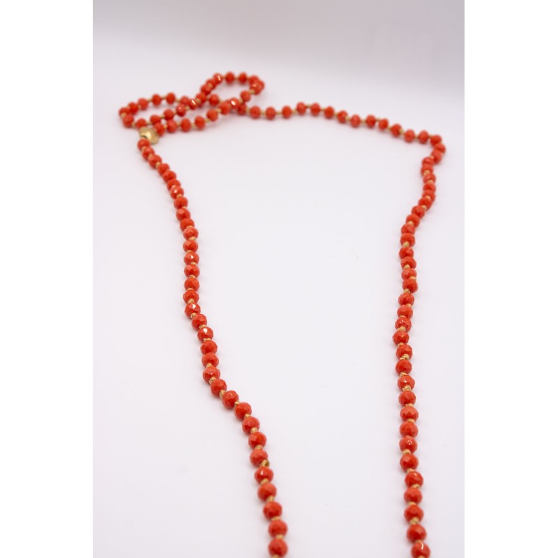 Sautoir Calypso doré et perles couleur corail