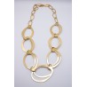 Collier long Aurelia en acier doré à anneaux ovales