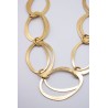 Collier long Aurelia en acier doré à anneaux ovales