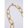 Collier long Aurelia en acier doré à anneaux ovales