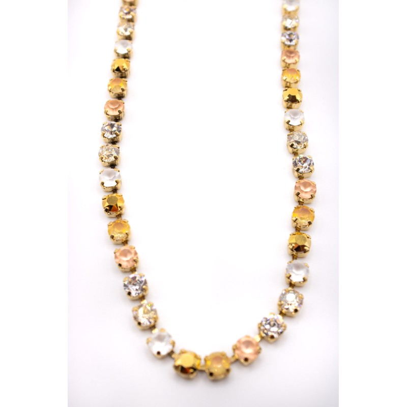 Collier TOVA Sarina Swarovski beige et doré