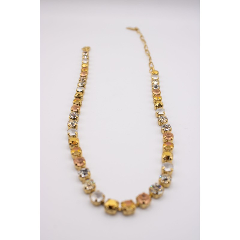 Collier TOVA Sarina Swarovski beige et doré