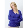 Pull femme Grace & Mila Adorable cobalt mohair col V