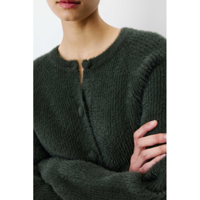 Cardigan femme Grace & Mila Aleron kaki coupe boxy