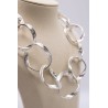 Collier femme argenté en acier à gros maillons