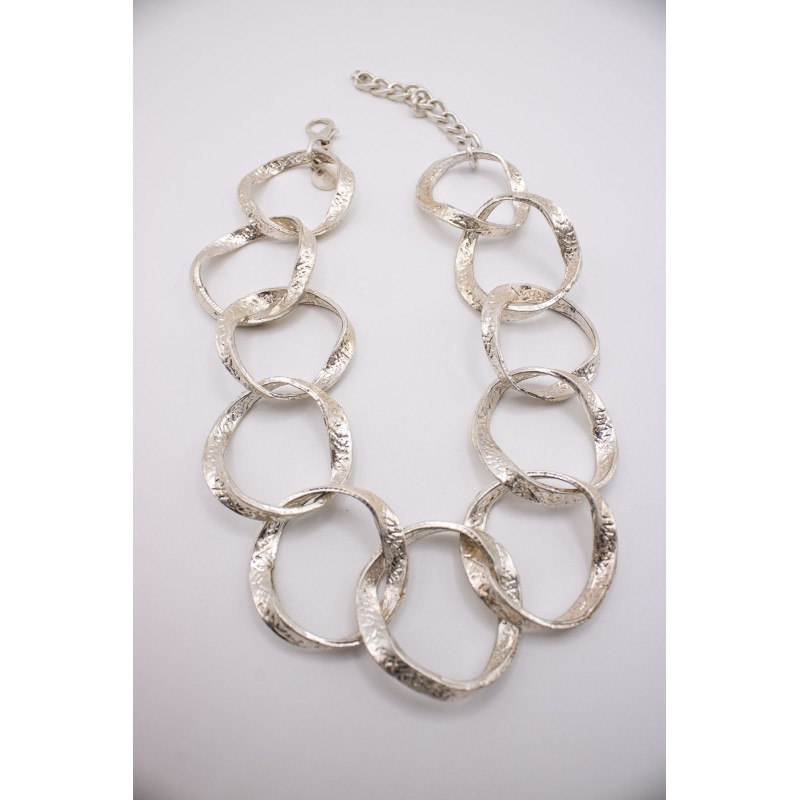 Collier femme argenté en acier à gros maillons