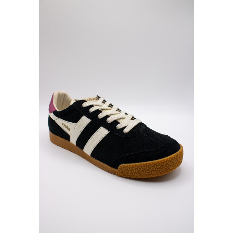 Gola Elan noir blanc rose – Baskets femme en daim