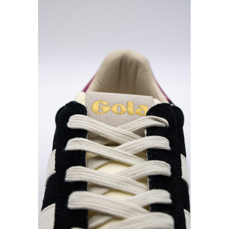 Gola Elan noir blanc rose – Baskets femme en daim