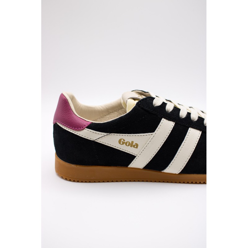 Gola Elan noir blanc rose – Baskets femme en daim