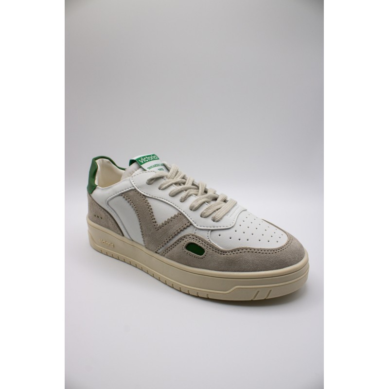 Victoria Seul Rétro Blanc Vert – Baskets Femme