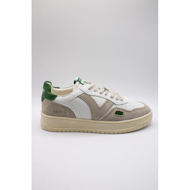 Victoria Seul Rétro Blanc Vert – Baskets Femme