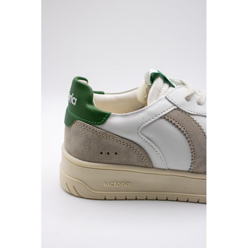 Victoria Seul Rétro Blanc Vert – Baskets Femme