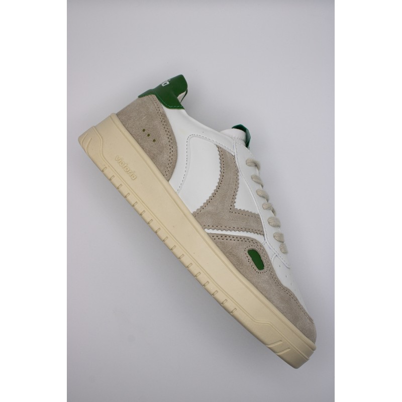Victoria Seul Rétro Blanc Vert – Baskets Femme