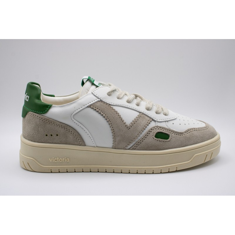 Victoria Seul Rétro Blanc Vert – Baskets Femme