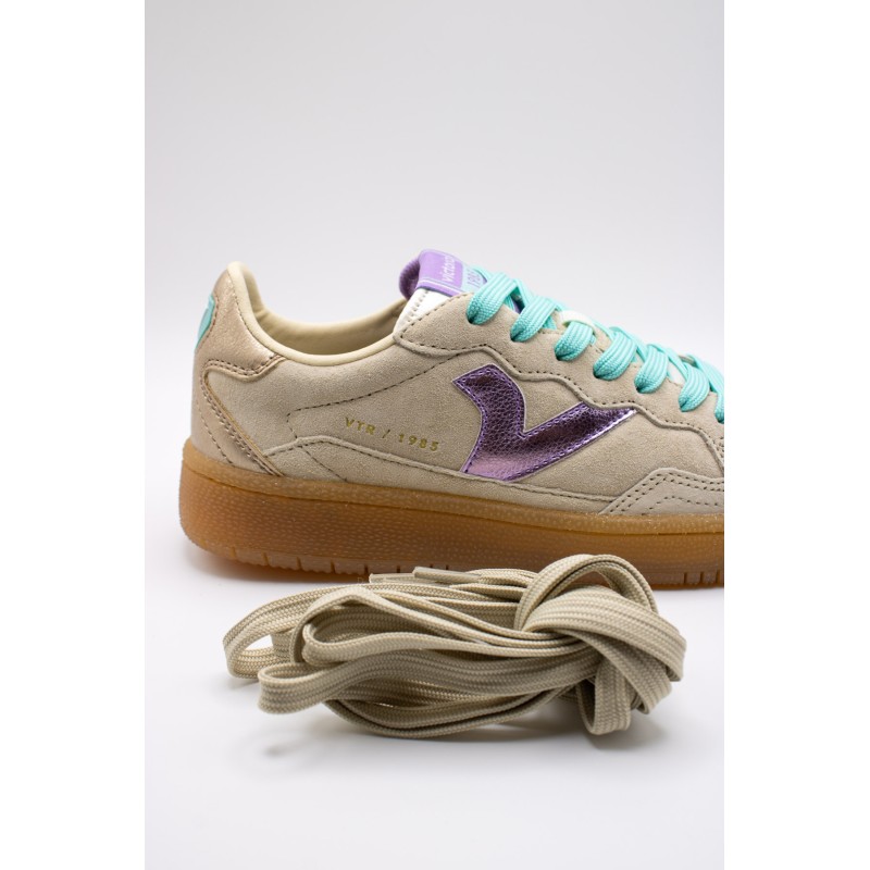 Victoria Smash Suede Color Beige Violet – Baskets Femme