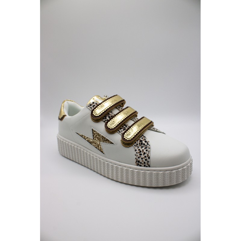 Vanessa Wu Xenia BK2803 Blanc Or – Baskets Femme