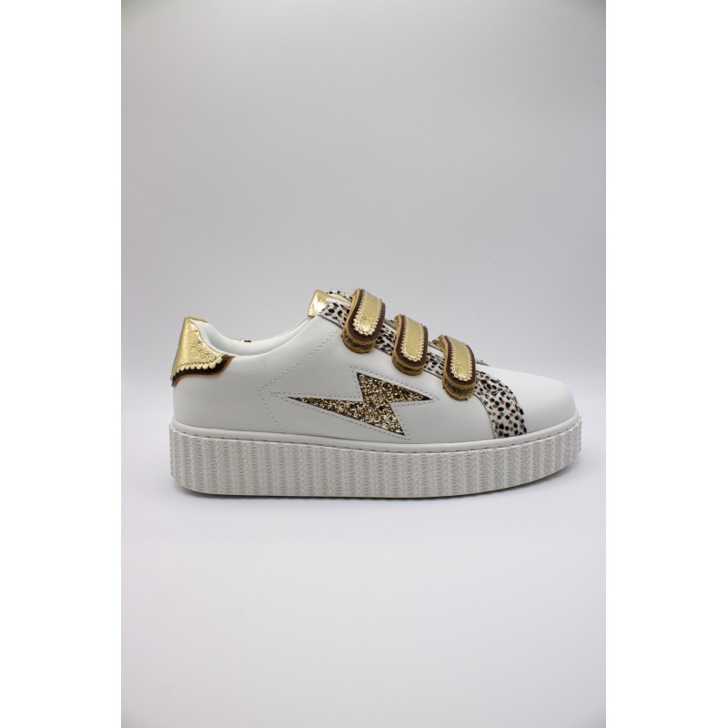 Vanessa Wu Xenia BK2803 Blanc Or – Baskets Femme