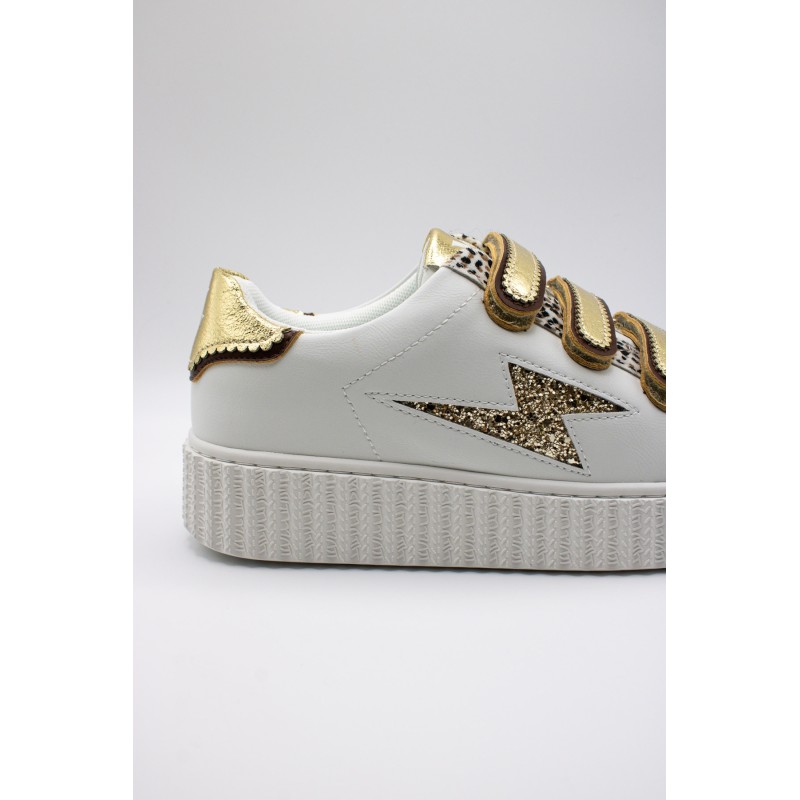 Vanessa Wu Xenia BK2803 Blanc Or – Baskets Femme