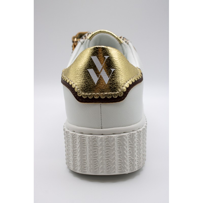 Vanessa Wu Xenia BK2803 Blanc Or – Baskets Femme