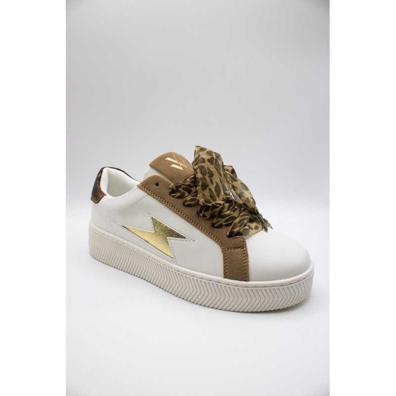Vanessa Wu Milie BK2761 Blanc Or – Baskets Femme