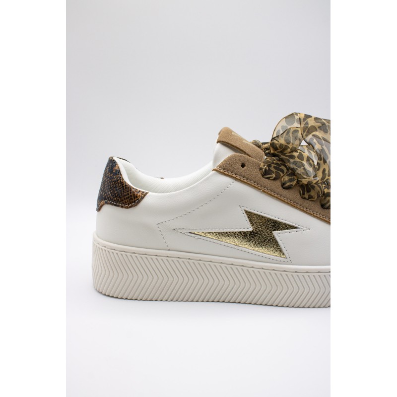 Vanessa Wu Milie BK2761 Blanc Or – Baskets Femme