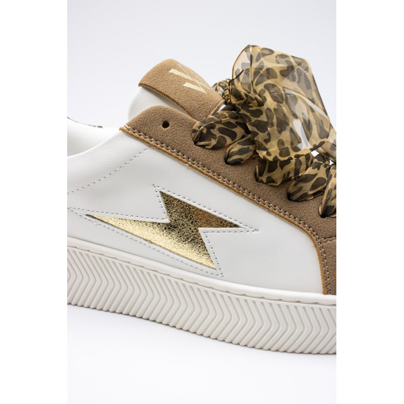 Vanessa Wu Milie BK2761 Blanc Or – Baskets Femme