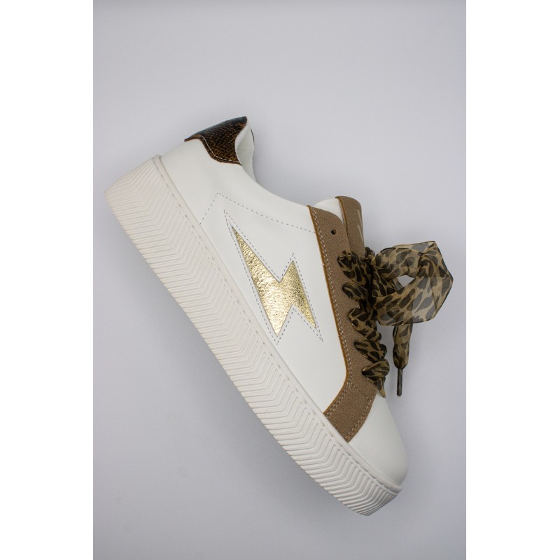 Vanessa Wu Milie BK2761 Blanc Or – Baskets Femme