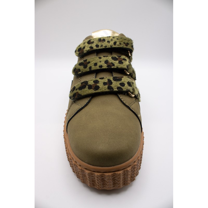 Baskets femme kaki Vanessa Wu Aby à scratchs BK2714