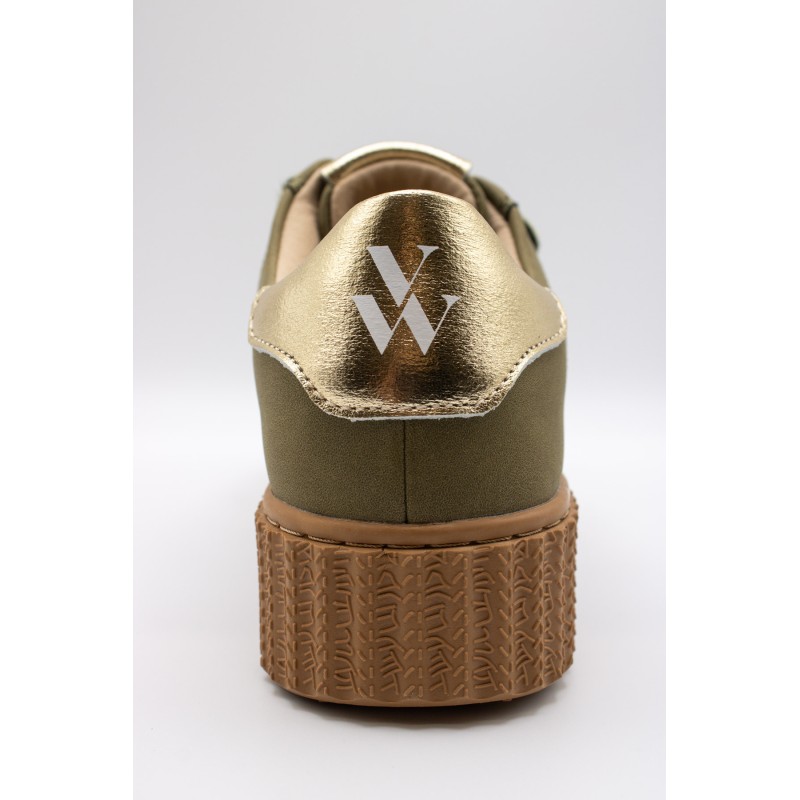 Baskets femme kaki Vanessa Wu Aby à scratchs BK2714