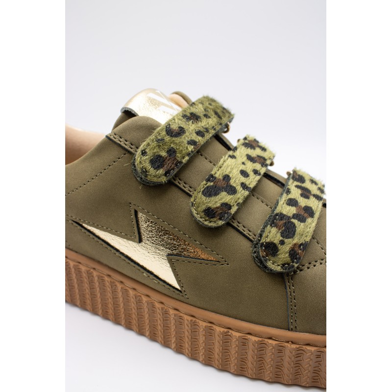 Baskets femme kaki Vanessa Wu Aby à scratchs BK2714
