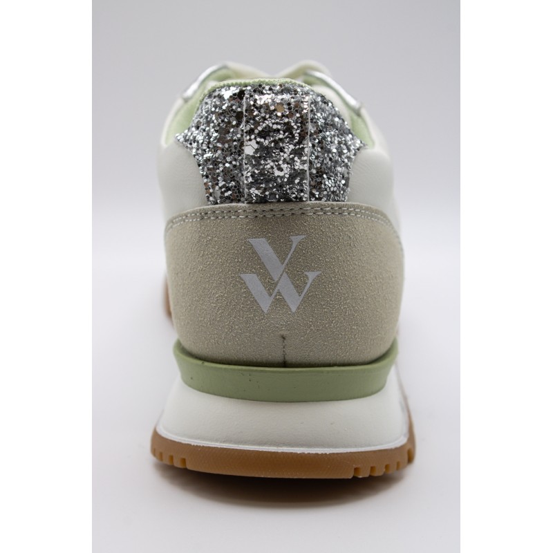 Gloria vert & argent - Baskets lacets VANESSA WU Femme