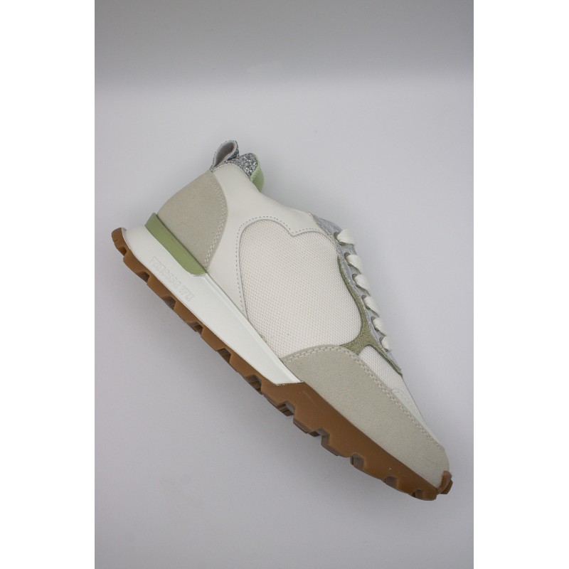 Gloria vert & argent - Baskets lacets VANESSA WU Femme