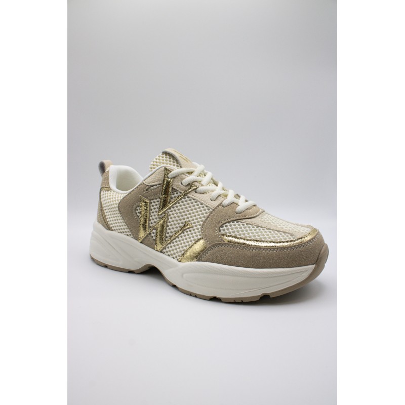 Baskets femme beige et or Vanessa Wu Jillian BK2811