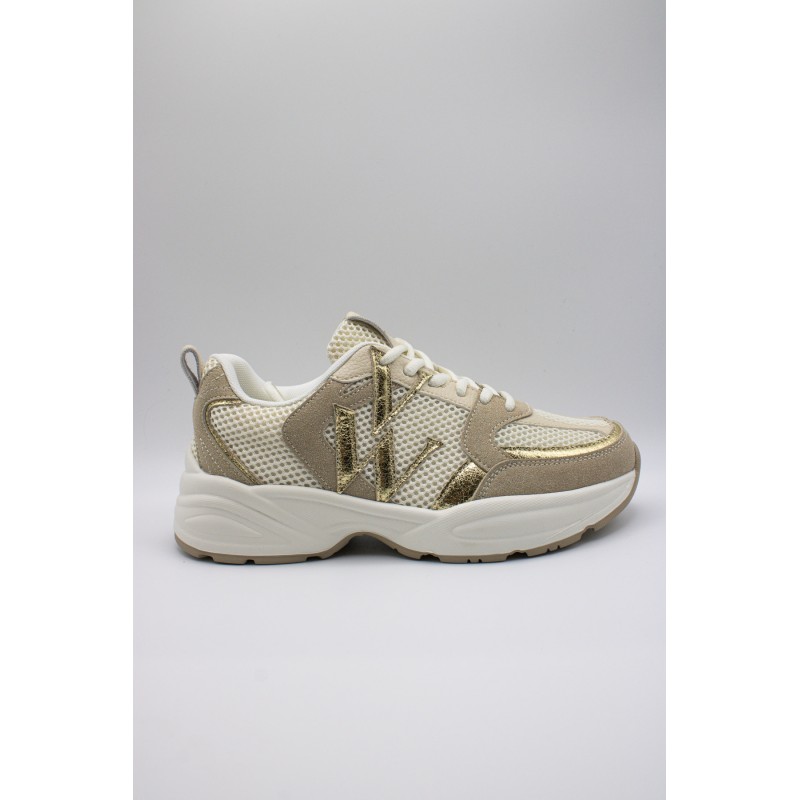 Baskets femme beige et or Vanessa Wu Jillian BK2811