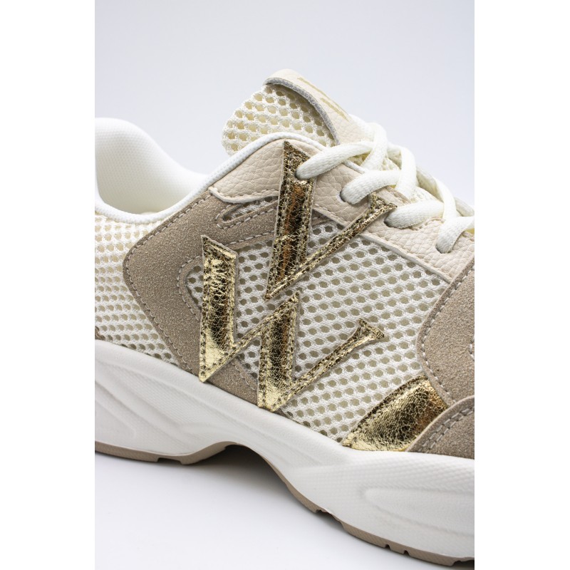 Baskets femme beige et or Vanessa Wu Jillian BK2811