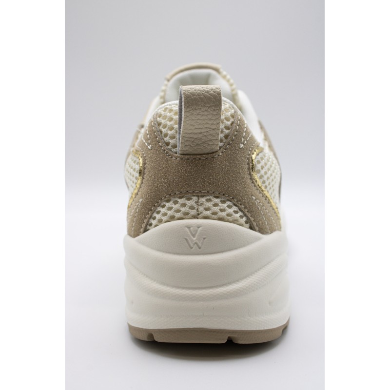 Baskets femme beige et or Vanessa Wu Jillian BK2811