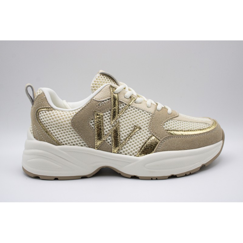 Baskets femme beige et or Vanessa Wu Jillian BK2811